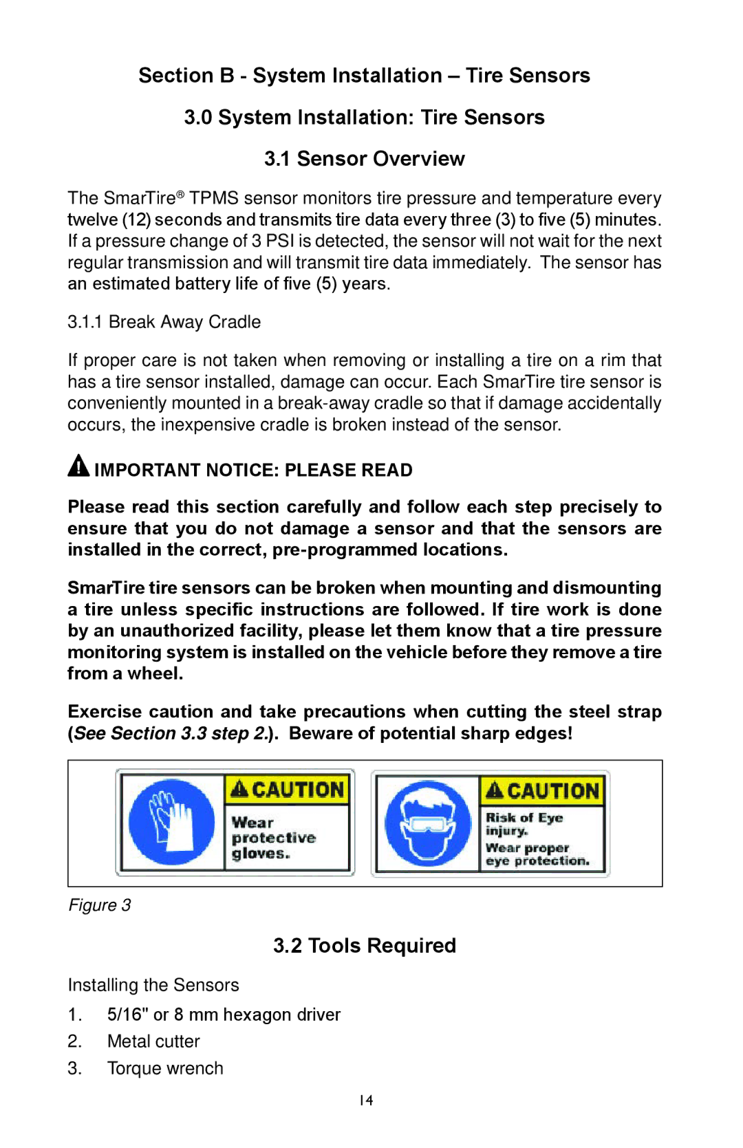 BENDIX BW2920 manual Section B System Installation Tire Sensors Sensor Overview, Tools Required 