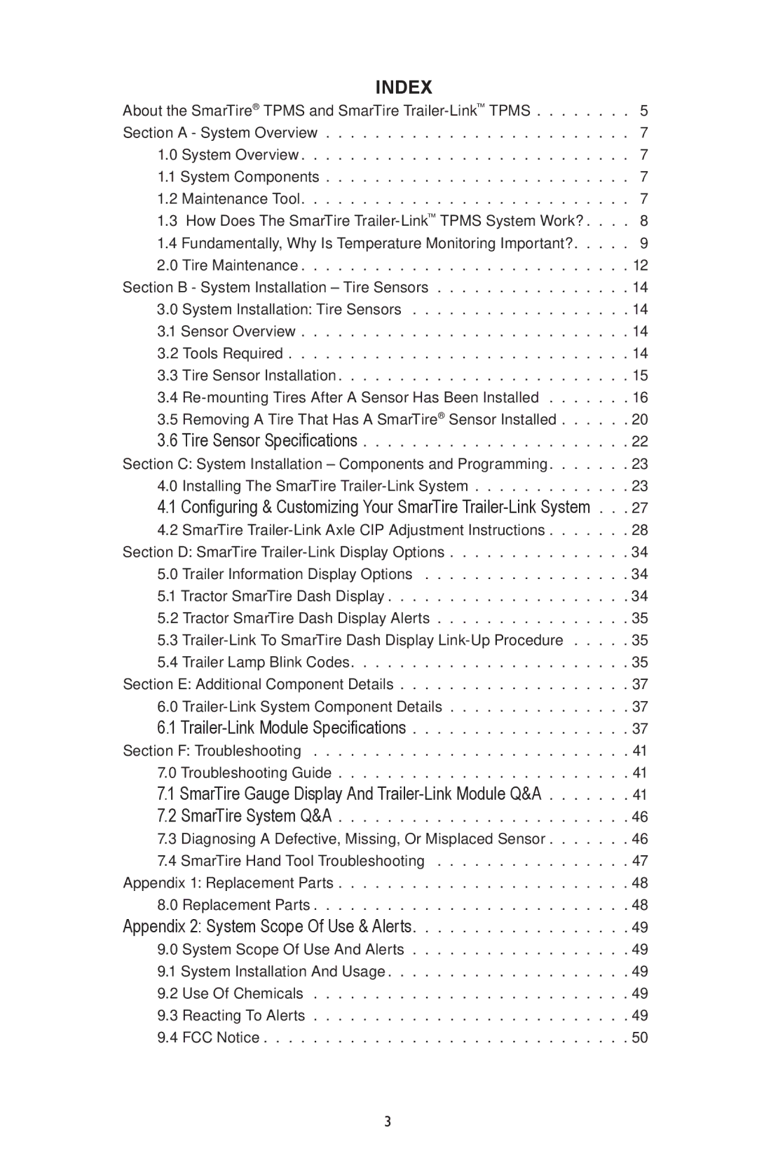 BENDIX BW2920 manual Index 