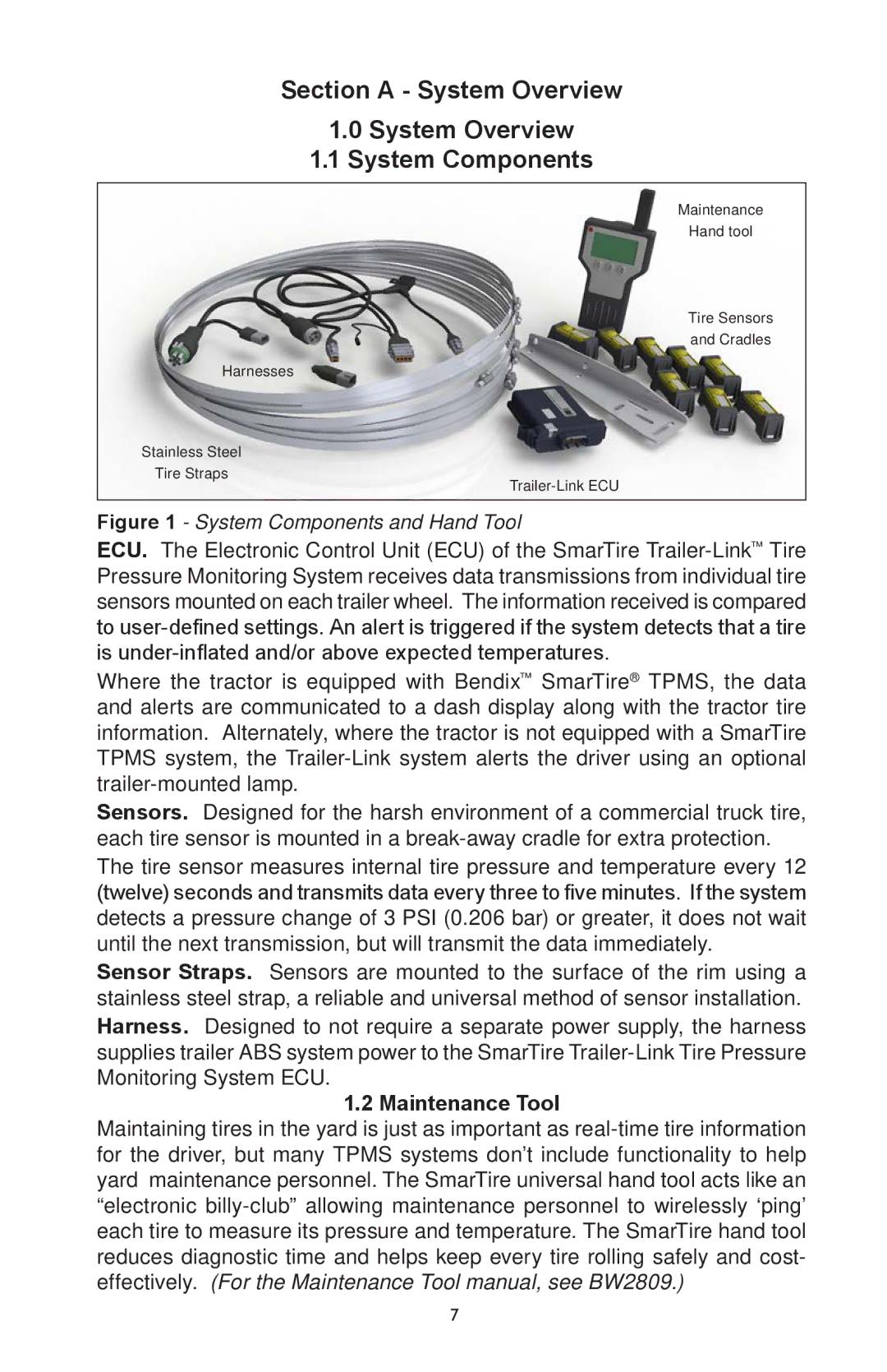 BENDIX BW2920 manual Section a System Overview System Components, Maintenance Tool 