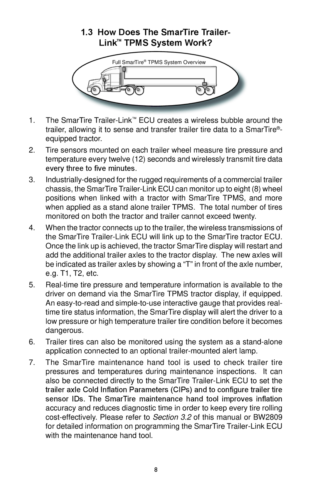 BENDIX BW2920 manual How Does The SmarTire Trailer- Link Tpms System Work? 