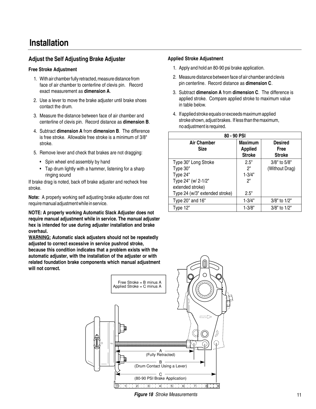 BENDIX BW7257 manual Adjust the Self Adjusting Brake Adjuster 