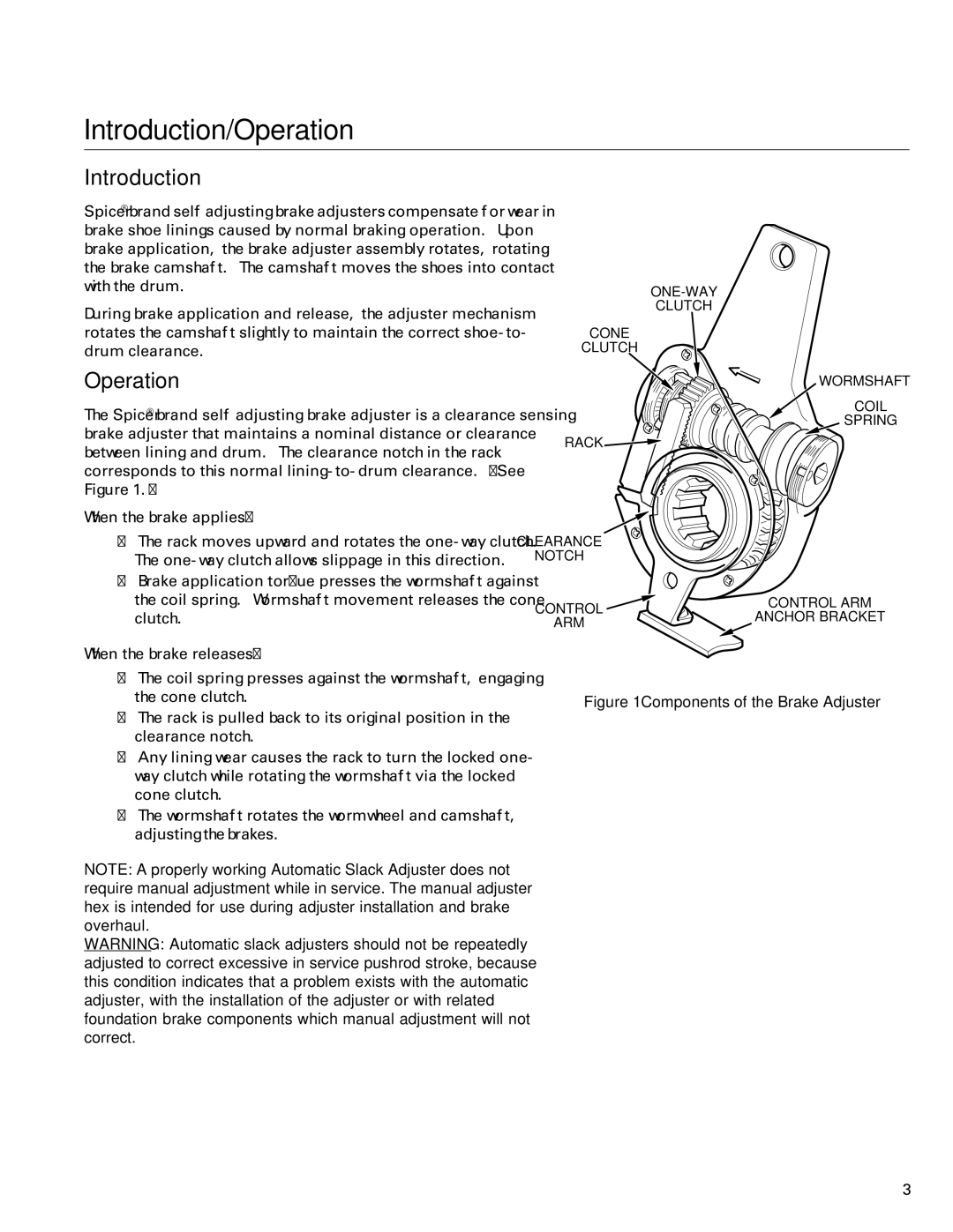 BENDIX BW7257 manual Introduction/Operation, When the brake applies 