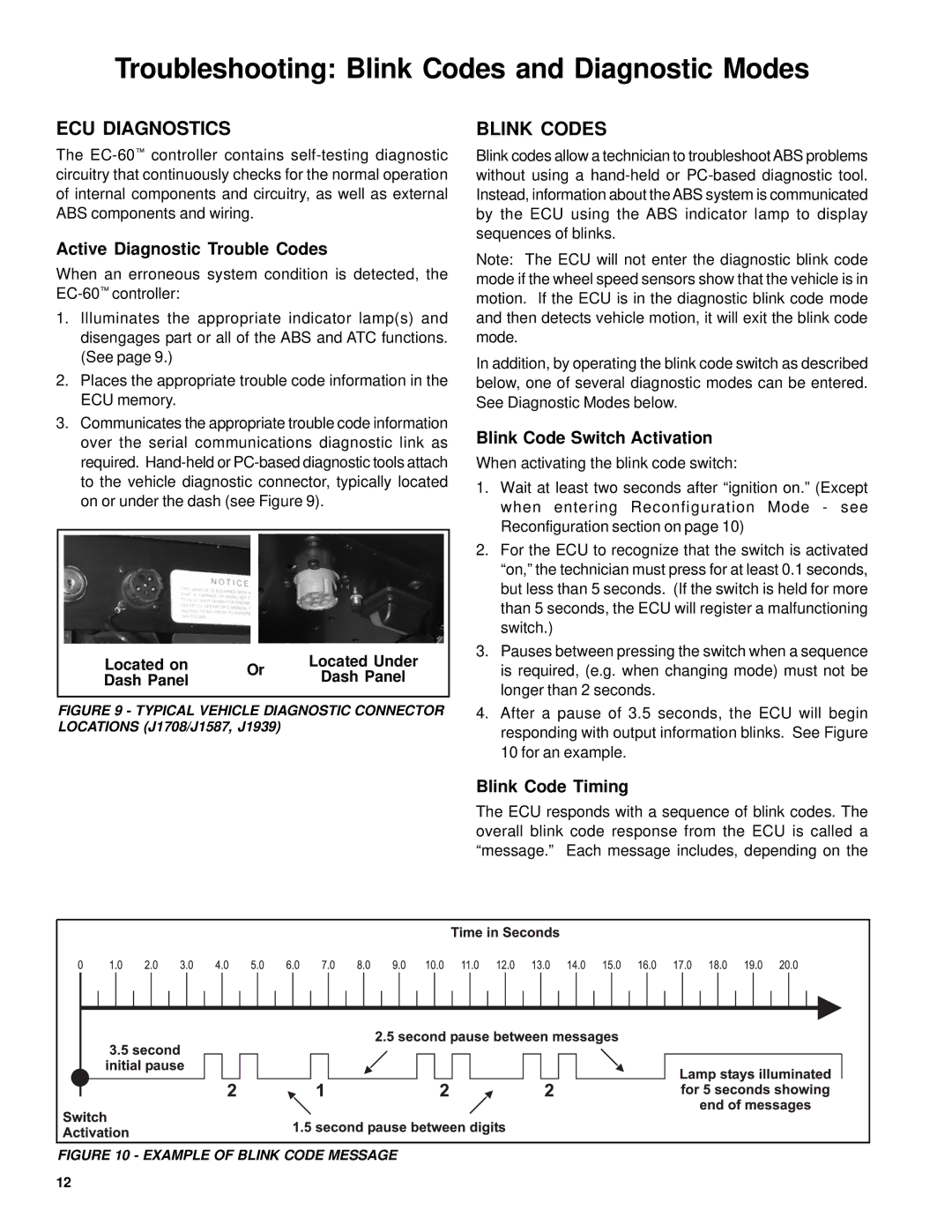 BENDIX EC-60 ABS-ATC STD-PREM CONTROLLERS manual Troubleshooting Blink Codes and Diagnostic Modes, ECU Diagnostics 