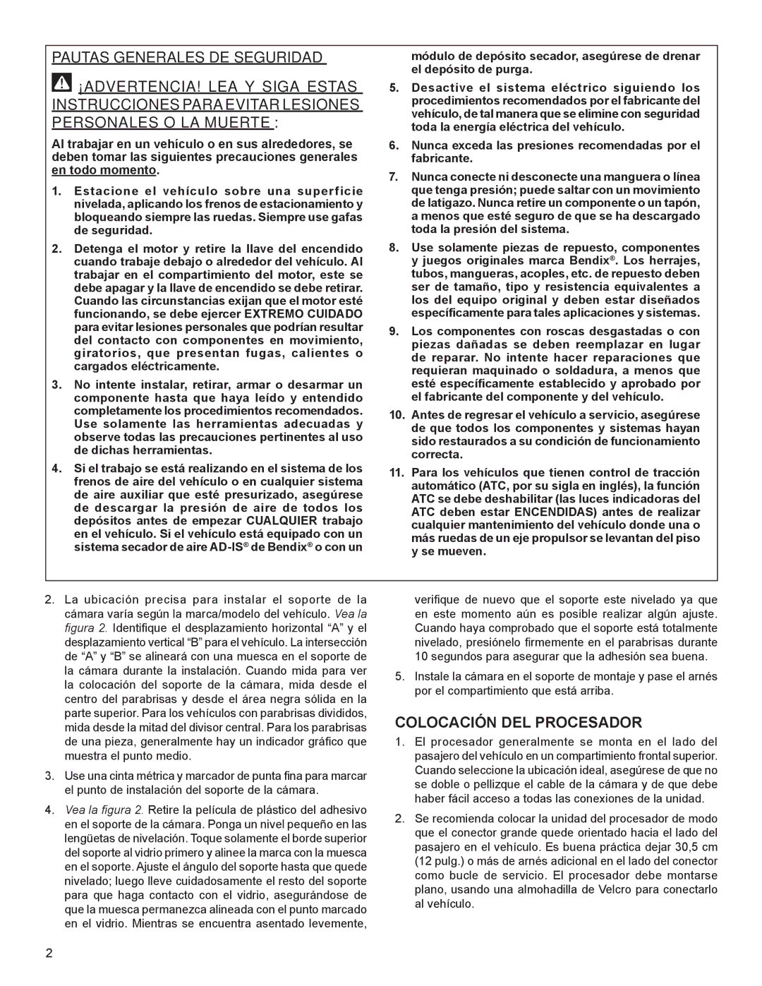 BENDIX S-1580S manual Colocación DEL Procesador 