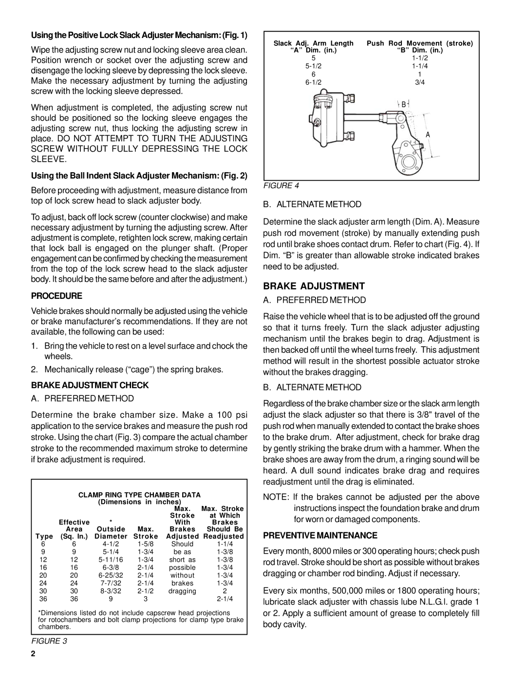 BENDIX SD-05-1200 manual Procedure, Brake Adjustment Check, Preventive Maintenance 