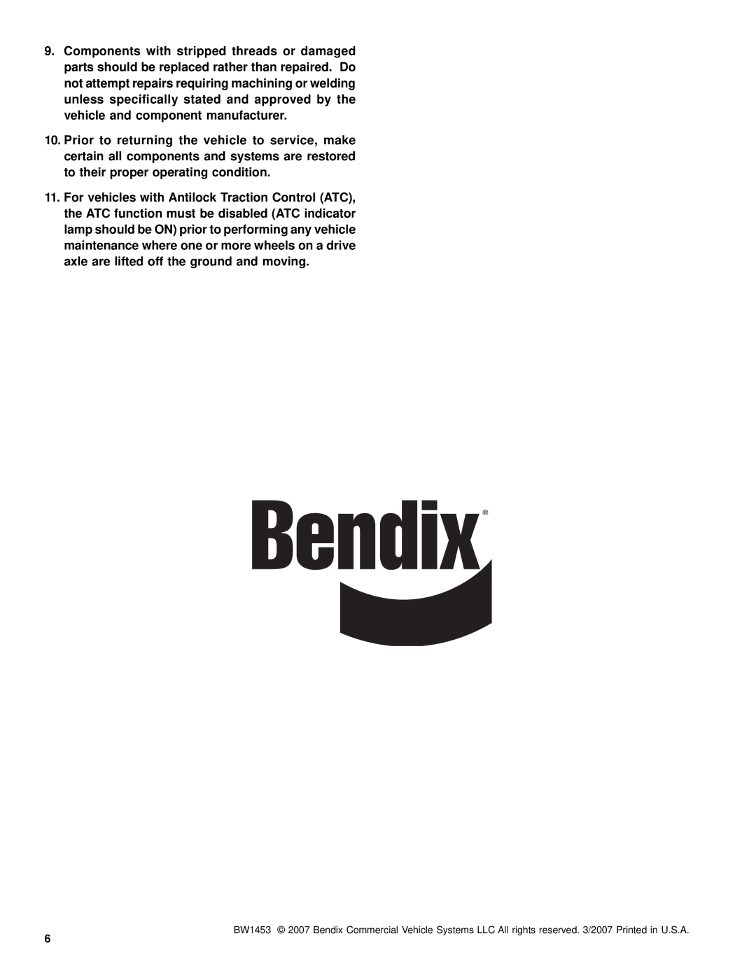 BENDIX SD-05-1200 manual 