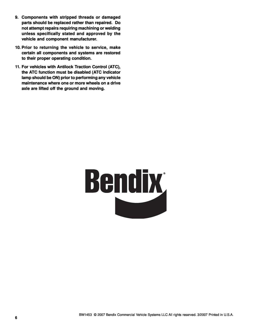 BENDIX SD-05-1200 manual 