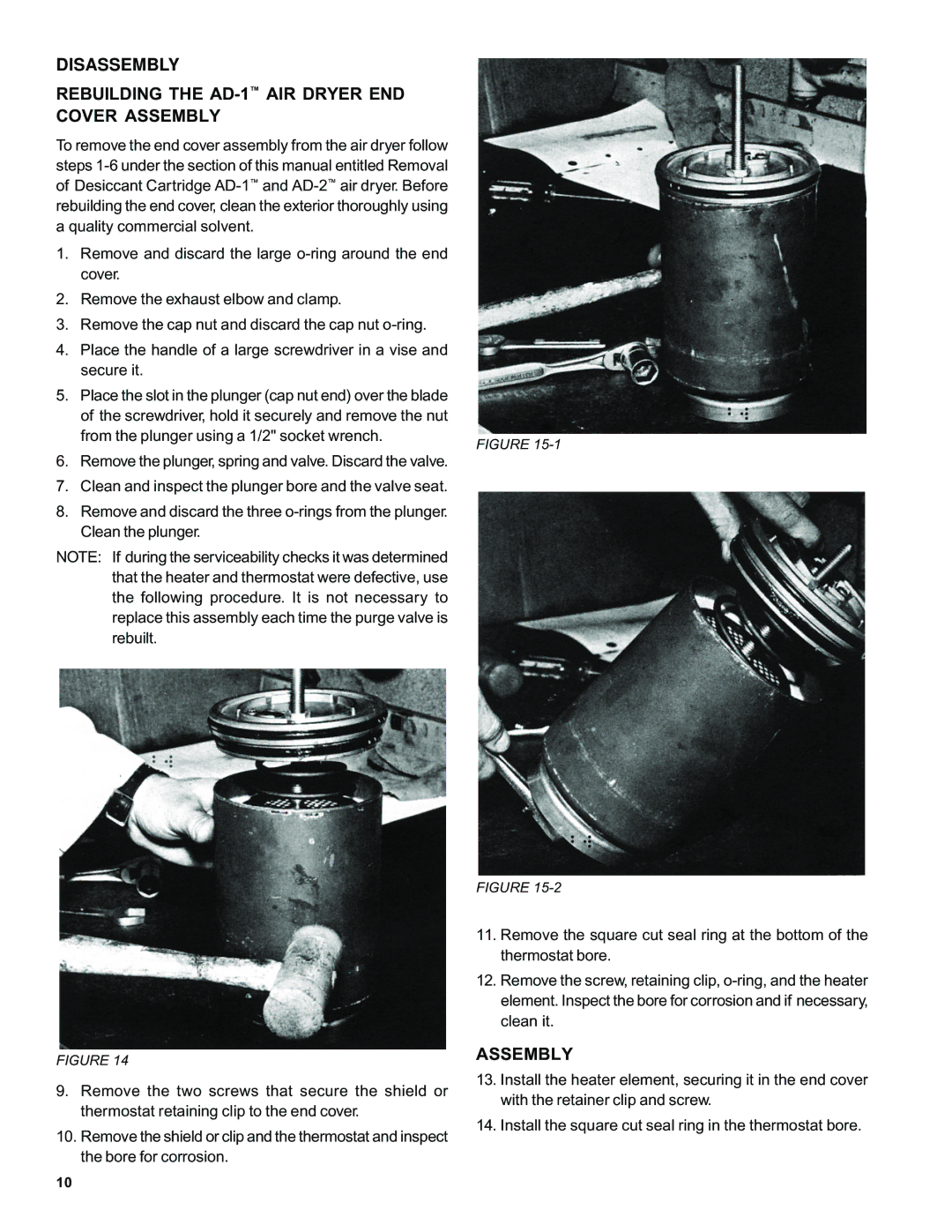 BENDIX SD-08-2403 manual Disassembly Rebuilding the AD-1AIR Dryer END Cover Assembly 