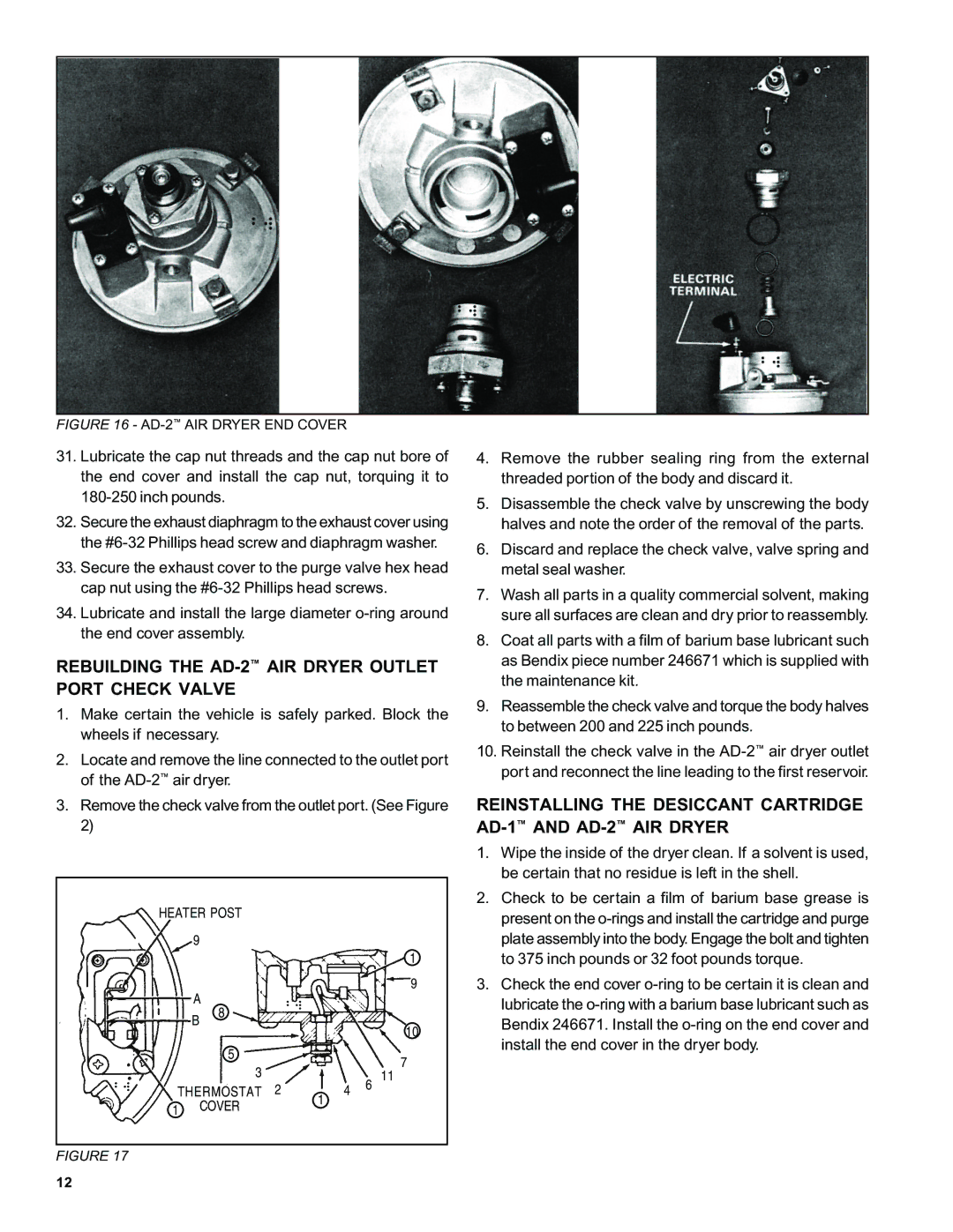 BENDIX SD-08-2403 manual Rebuilding the AD-2AIR Dryer Outlet Port Check Valve 