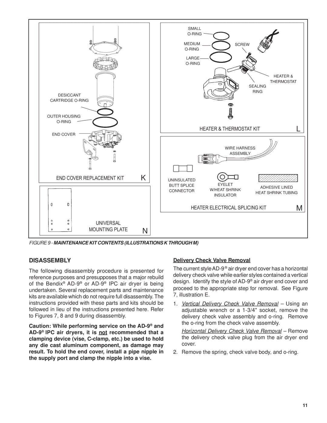 BENDIX SD-08-2412 manual Disassembly, Delivery Check Valve Removal 