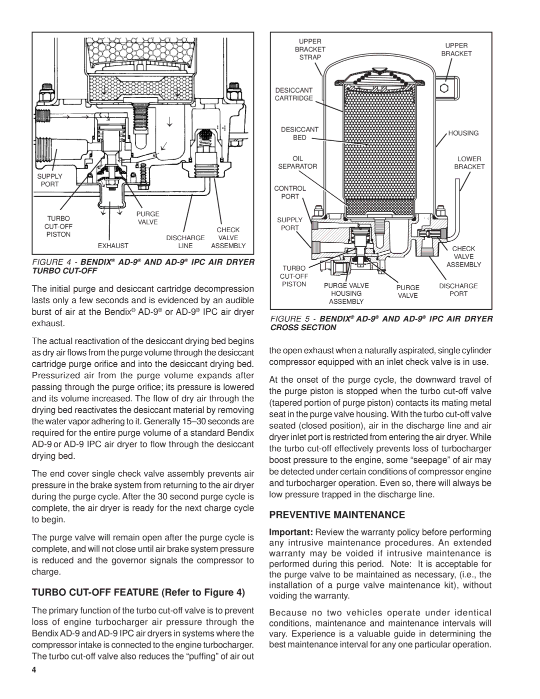 BENDIX SD-08-2412 manual Turbo CUT-OFF Feature Refer to Figure, Preventive Maintenance 