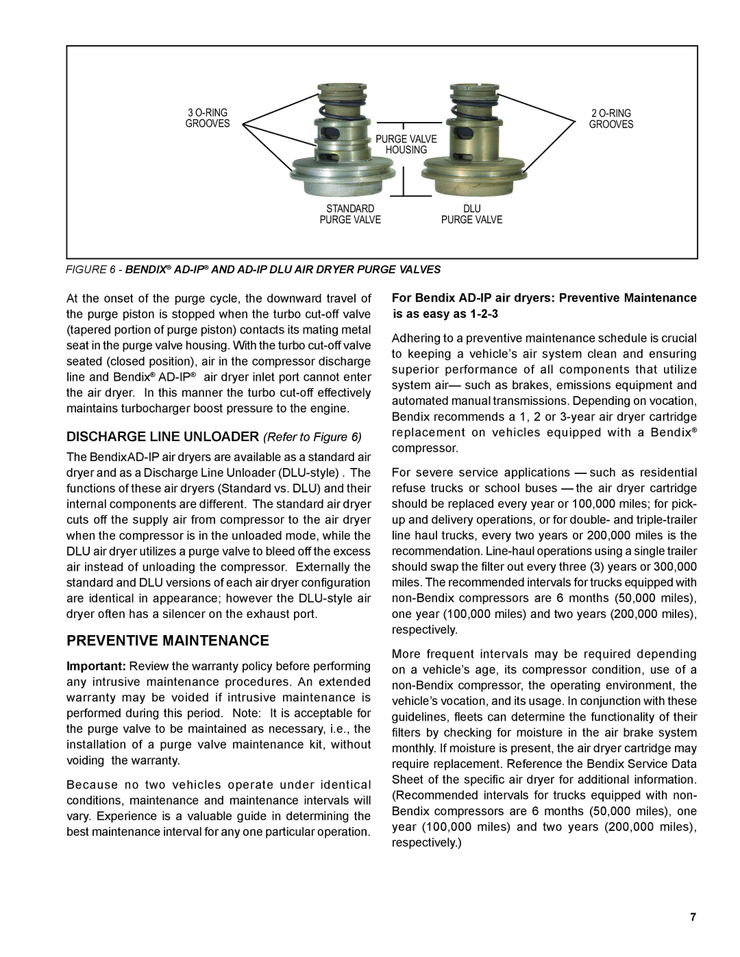 BENDIX SD-08-2414 manual Preventive Maintenance, Discharge Line Unloader Refer to Figure 