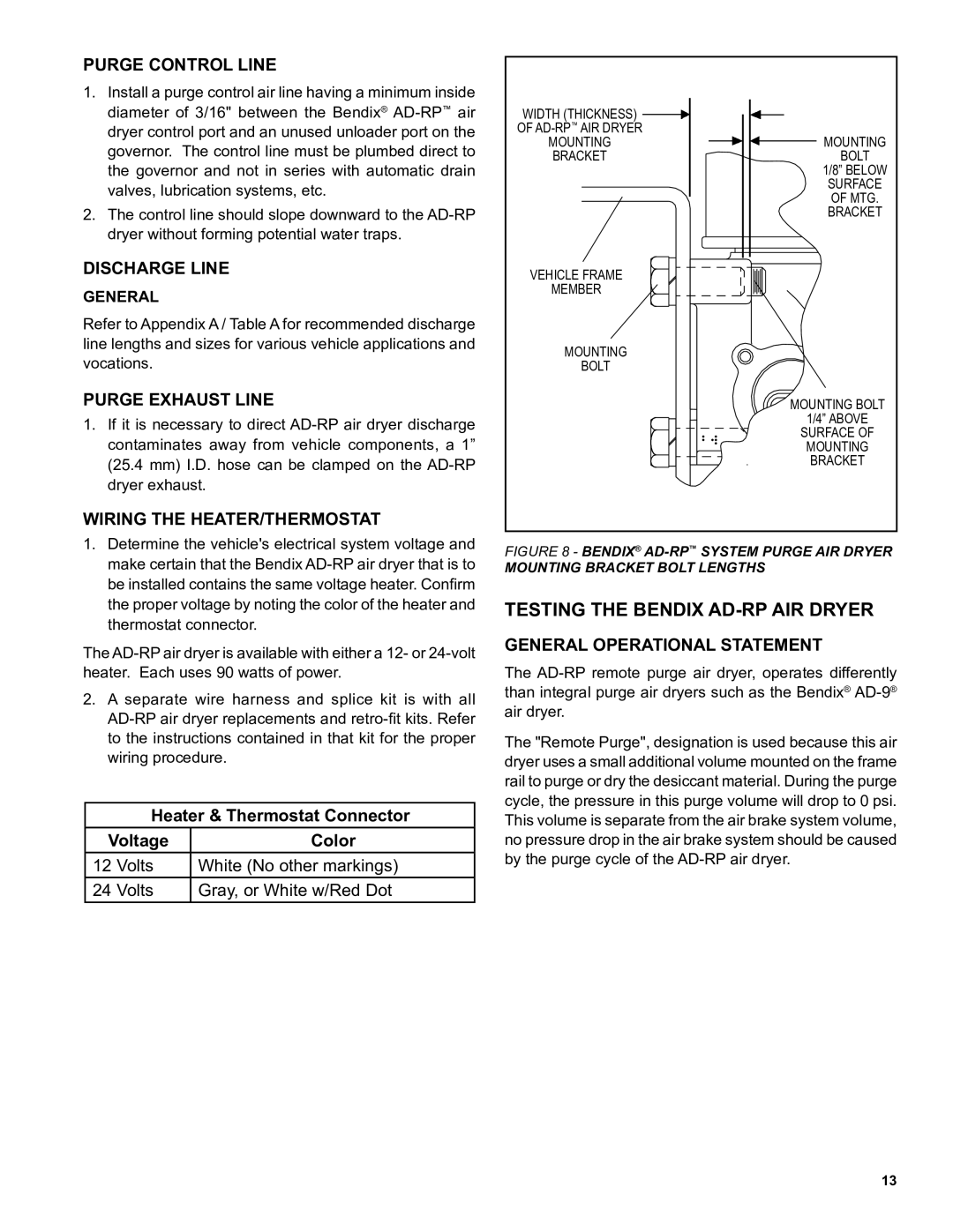 BENDIX SD-08-2415A manual Testing the Bendix AD-RP AIR Dryer 