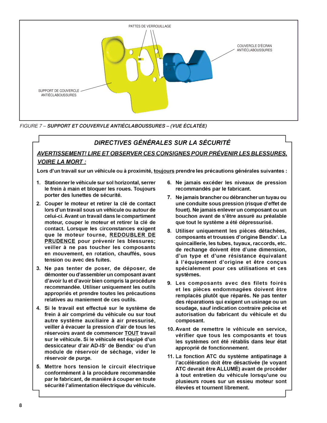 BENDIX SD-08-2418F manual Support ET Couvervle Antiéclaboussures VUE Éclatée 
