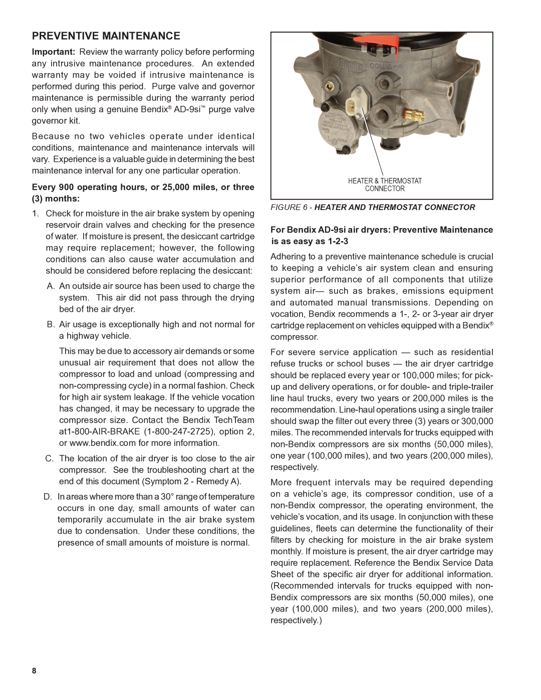 BENDIX SD-08-2433 manual Preventive Maintenance 