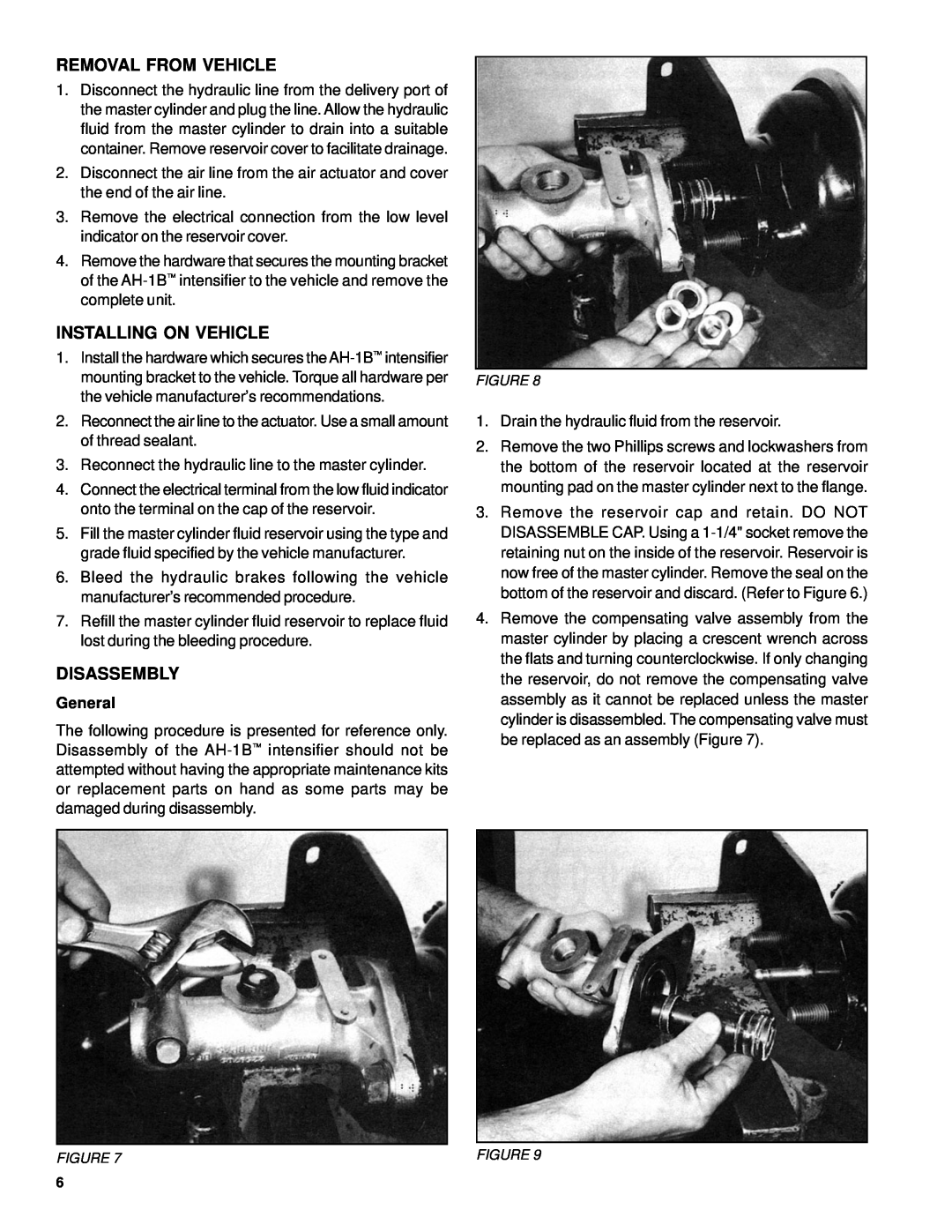 BENDIX SD-11-1326 manual Removal From Vehicle, Installing On Vehicle, Disassembly, General 