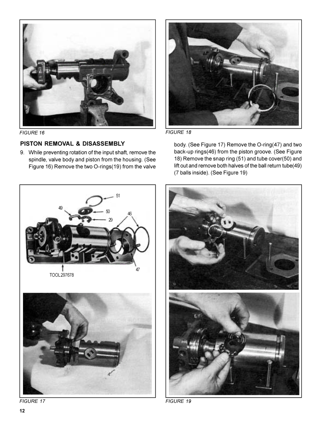 BENDIX SD-30-4250 manual Piston Removal & Disassembly 