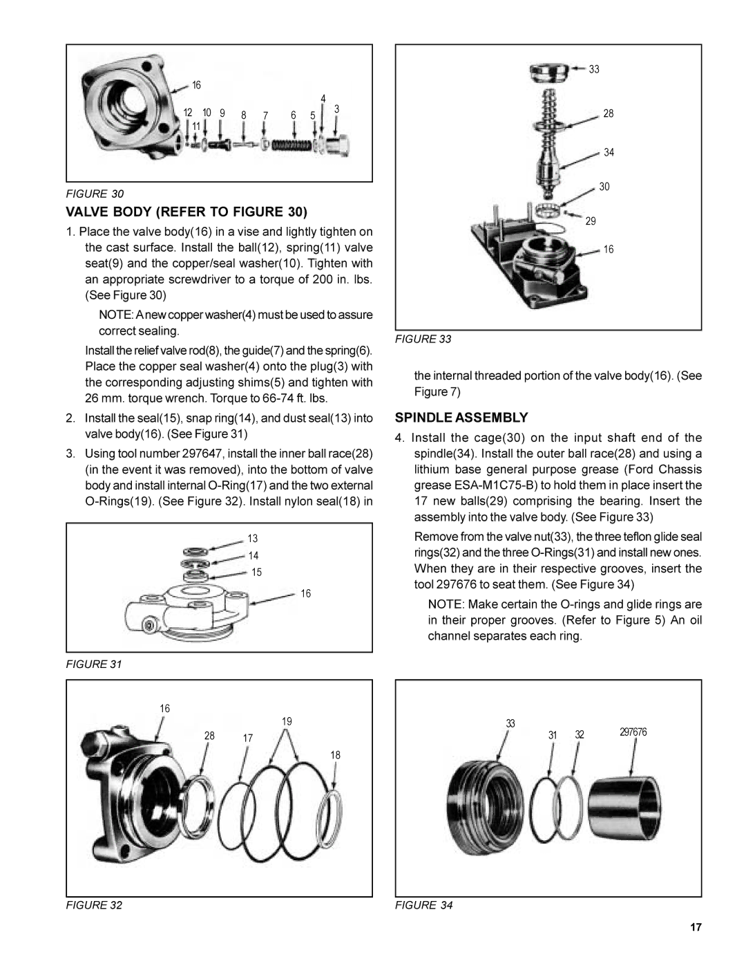 BENDIX SD-30-4250 manual Valve Body Refer to Figure, Spindle Assembly 