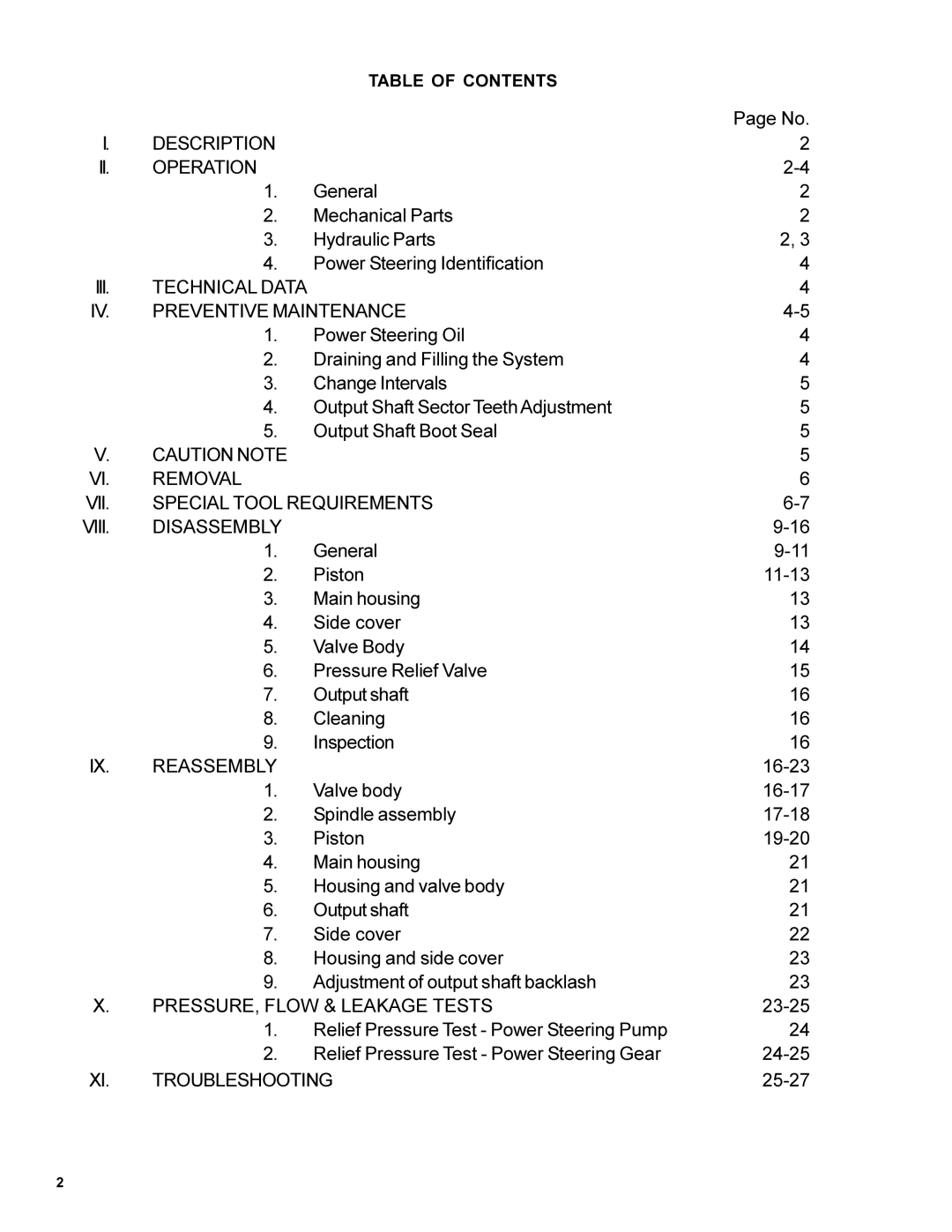 BENDIX SD-30-4250 manual III Technical Data Preventive Maintenance, Table of Contents 