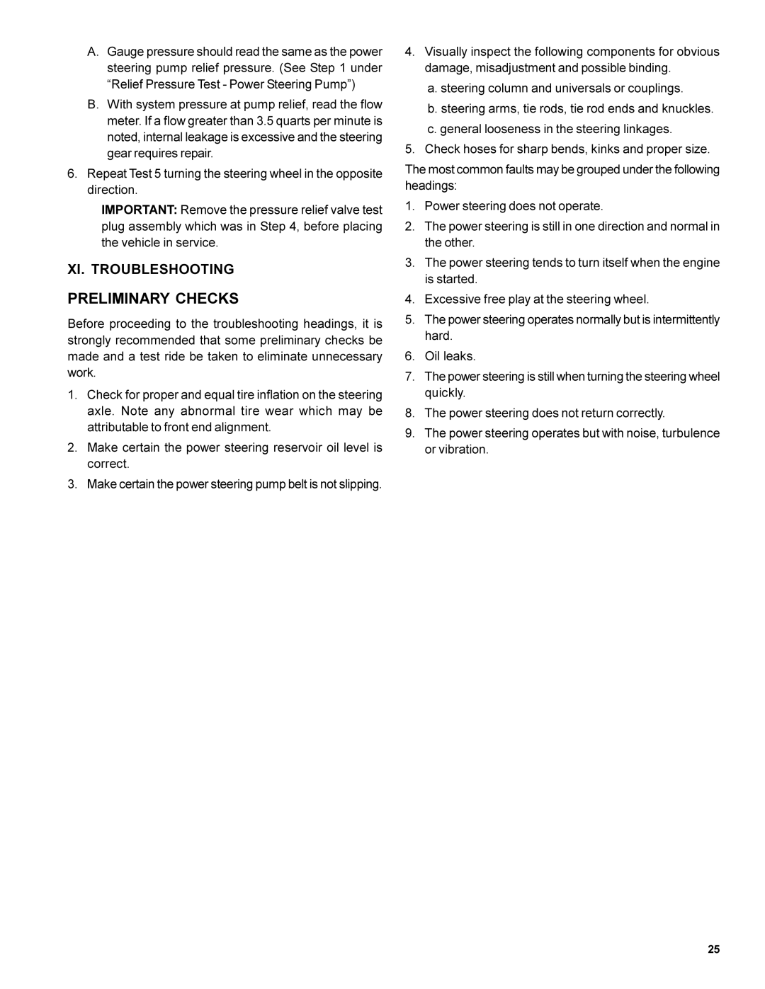 BENDIX SD-30-4250 manual Preliminary Checks, XI. Troubleshooting 