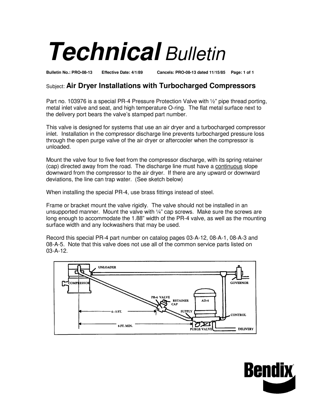 BENDIX TCH-008-013 manual Technical Bulletin 