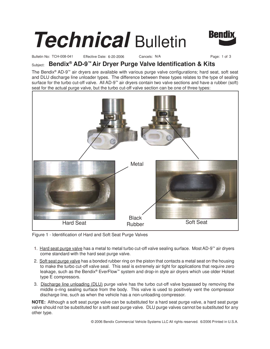 BENDIX TCH-008-041 manual Technical Bulletin 