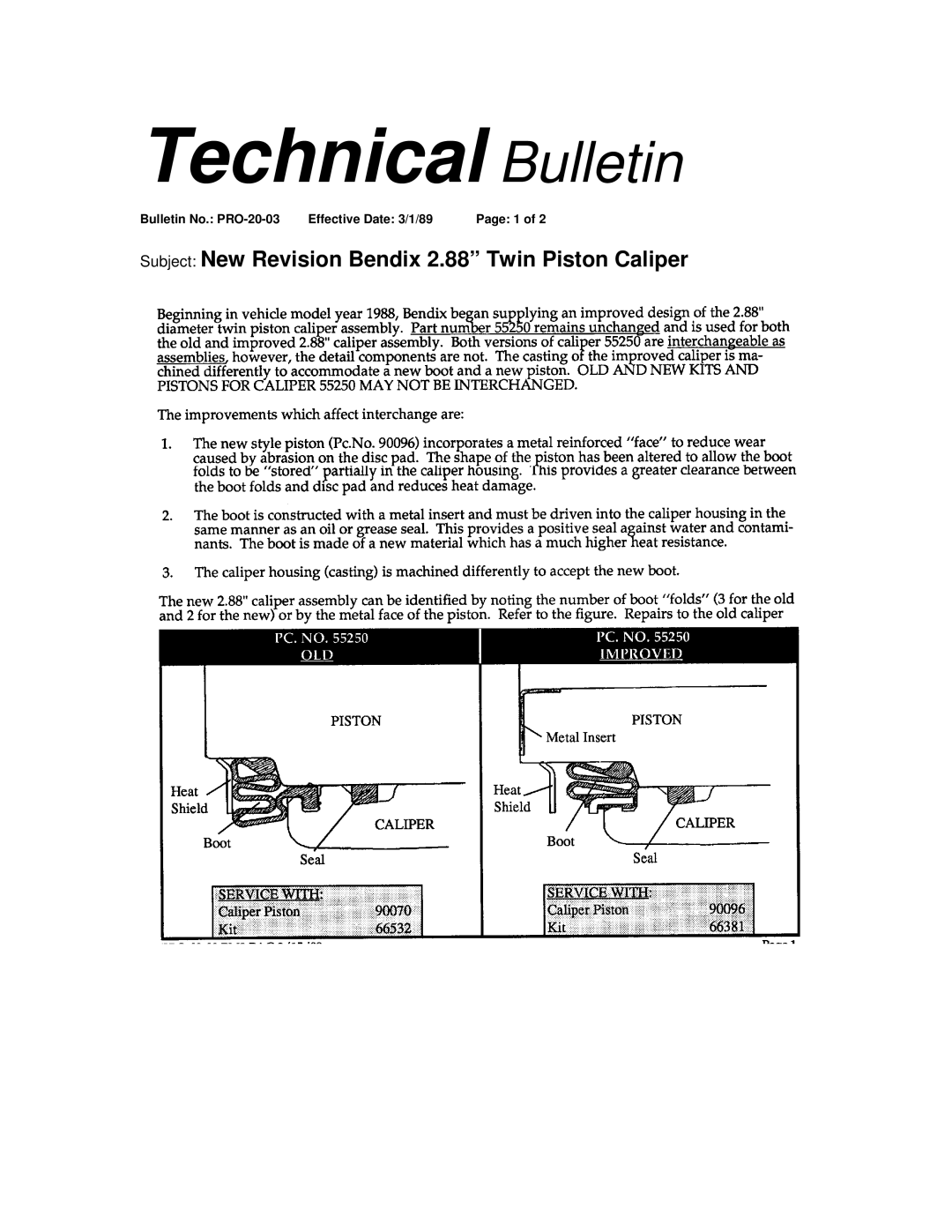 BENDIX TCH-020-003 manual Technical Bulletin 