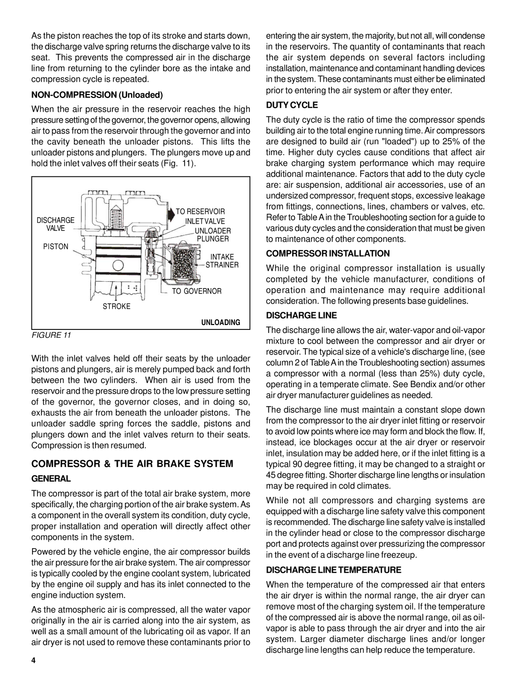 BENDIX TU-FLO 400-500-1000 AIR COMPRESSOR manual Compressor & the AIR Brake System 