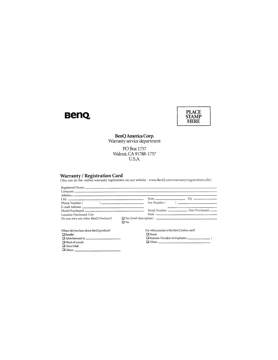 BenQ 125 manual 