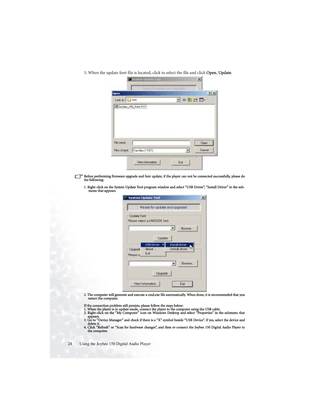 BenQ user manual Using the Joybee 150 Digital Audio Player 