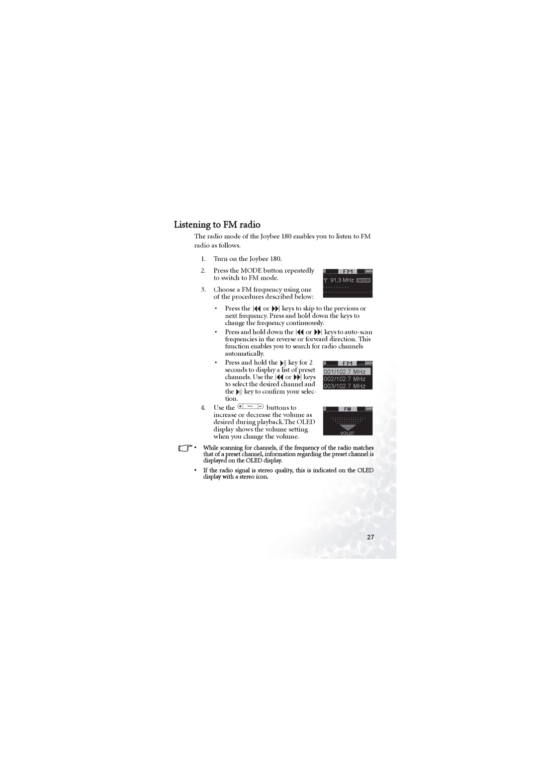 BenQ 180 user manual Listening to FM radio, Use 