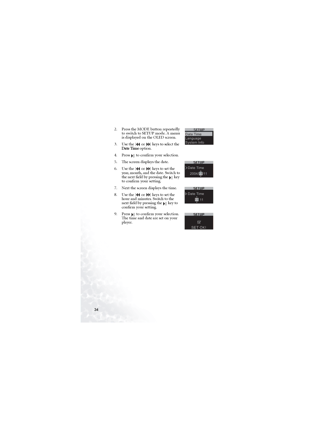 BenQ 180 user manual Set Ok 