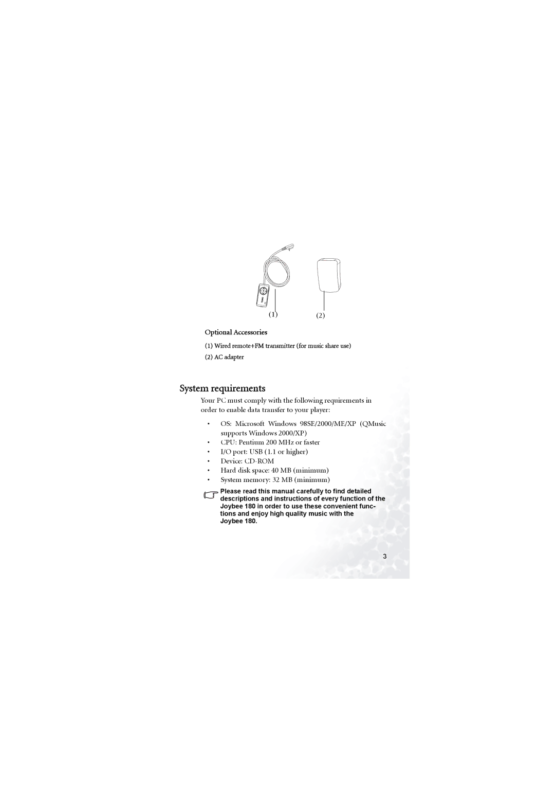 BenQ 180 user manual System requirements 