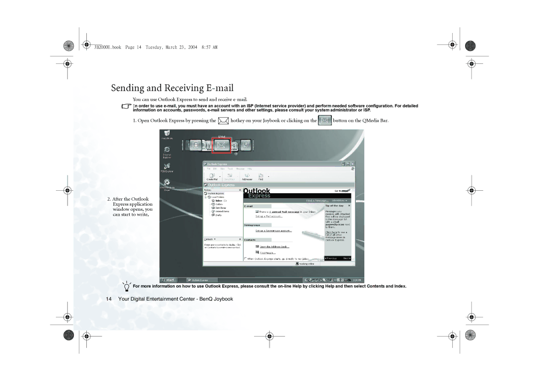 BenQ 2000 Series user manual Sending and Receiving E-mail, You can use Outlook Express to send and receive e-mail 