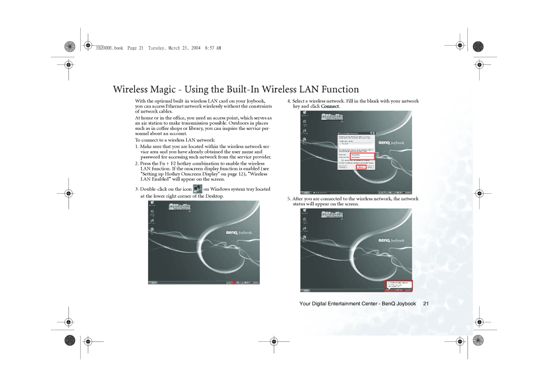 BenQ 2000 Series user manual Wireless Magic Using the Built-In Wireless LAN Function 