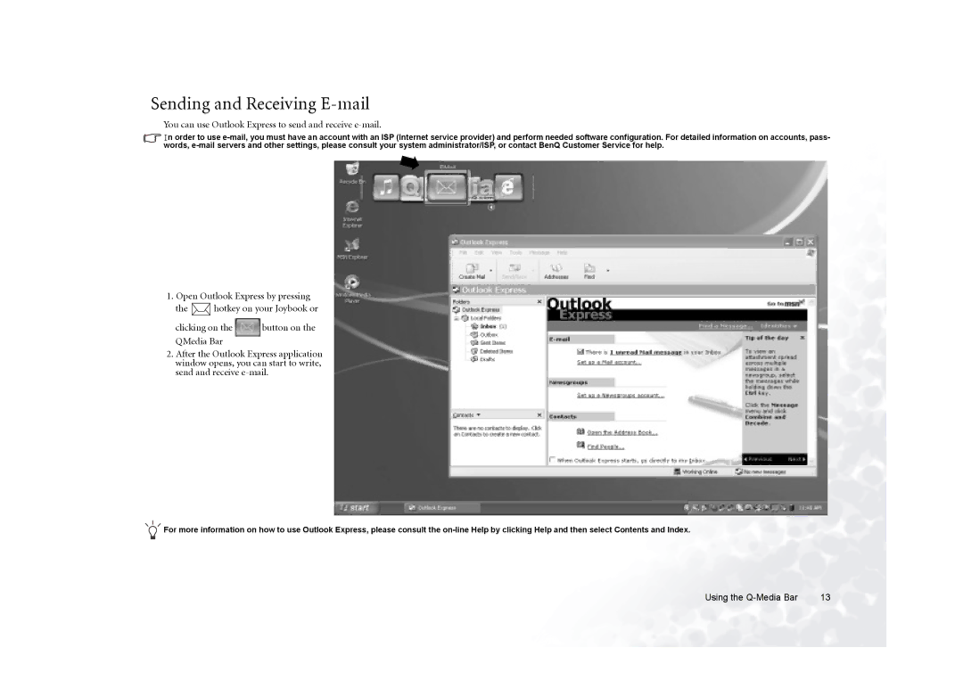 BenQ 5000G Series user manual Sending and Receiving E-mail, You can use Outlook Express to send and receive e-mail 