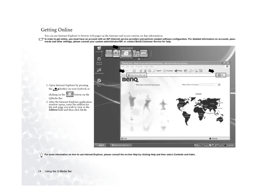 BenQ 5000G Series user manual Getting Online 