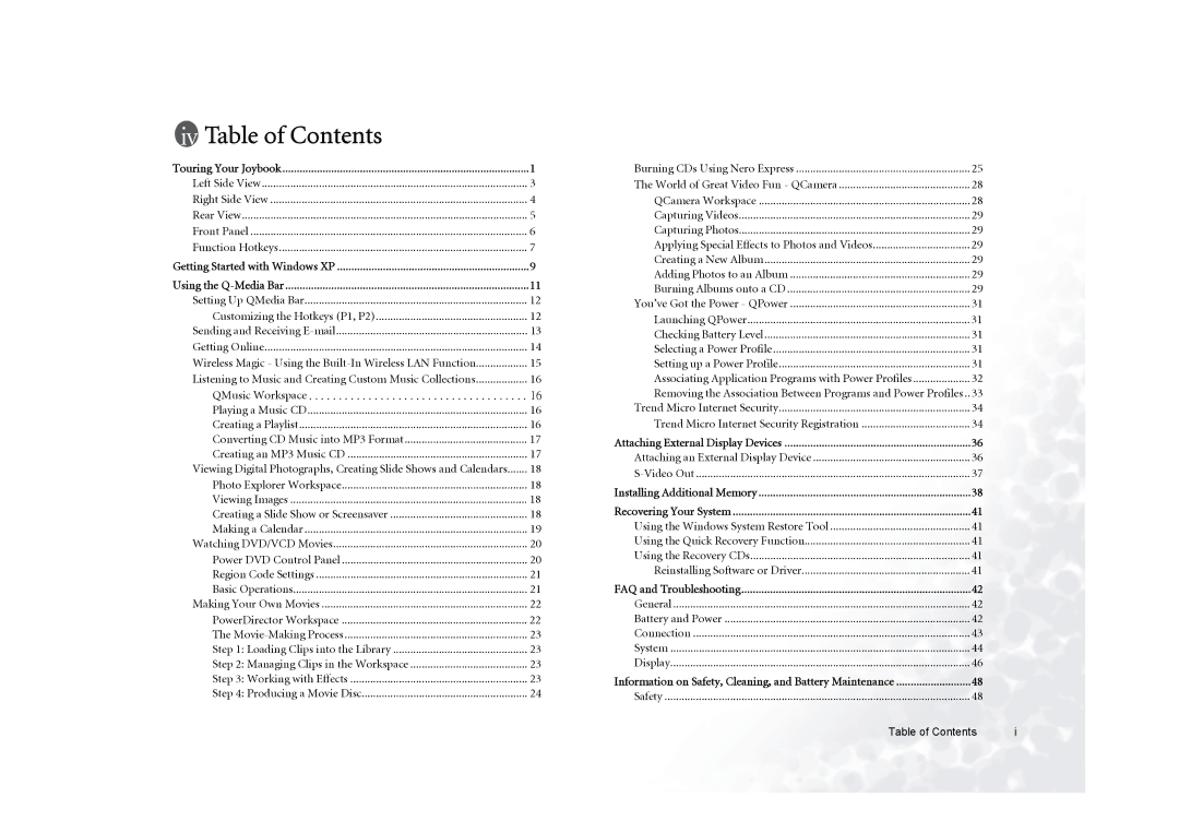 BenQ 5000G Series user manual Table of Contents 