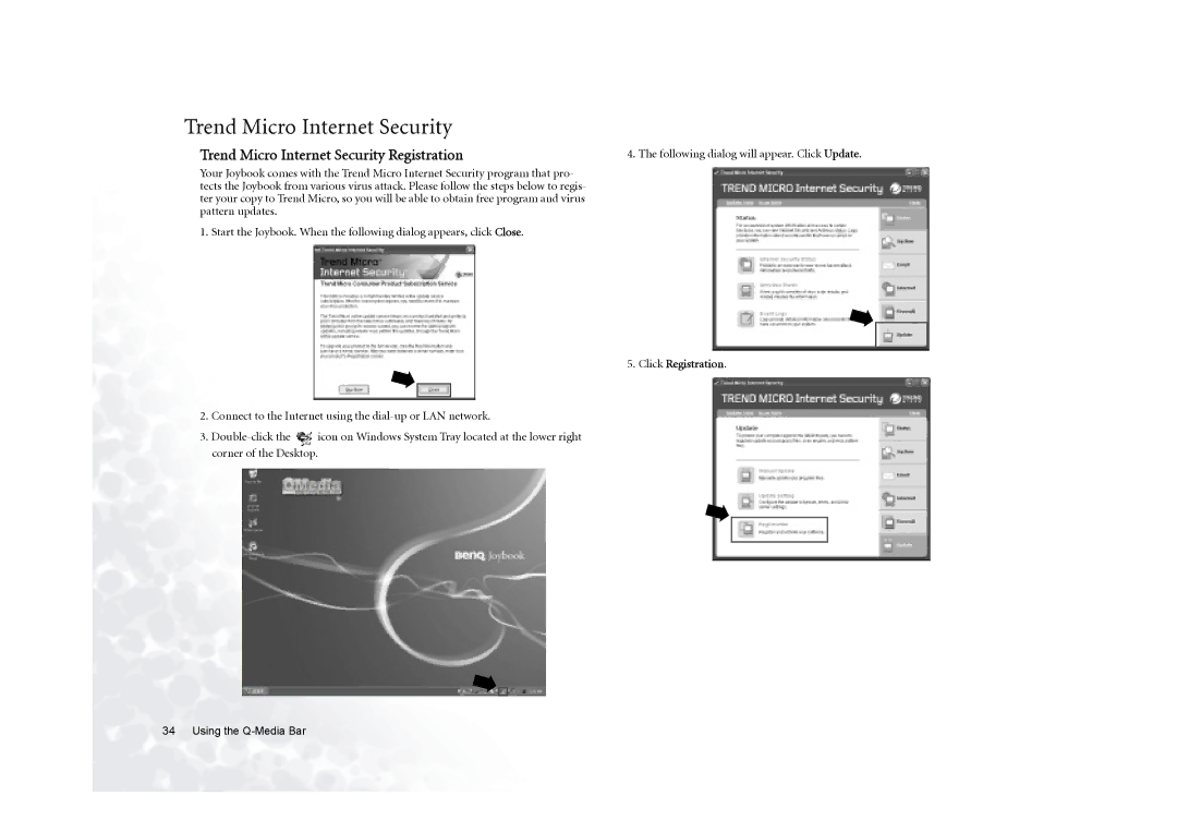 BenQ 5000G Series user manual Trend Micro Internet Security Registration, Click Registration 