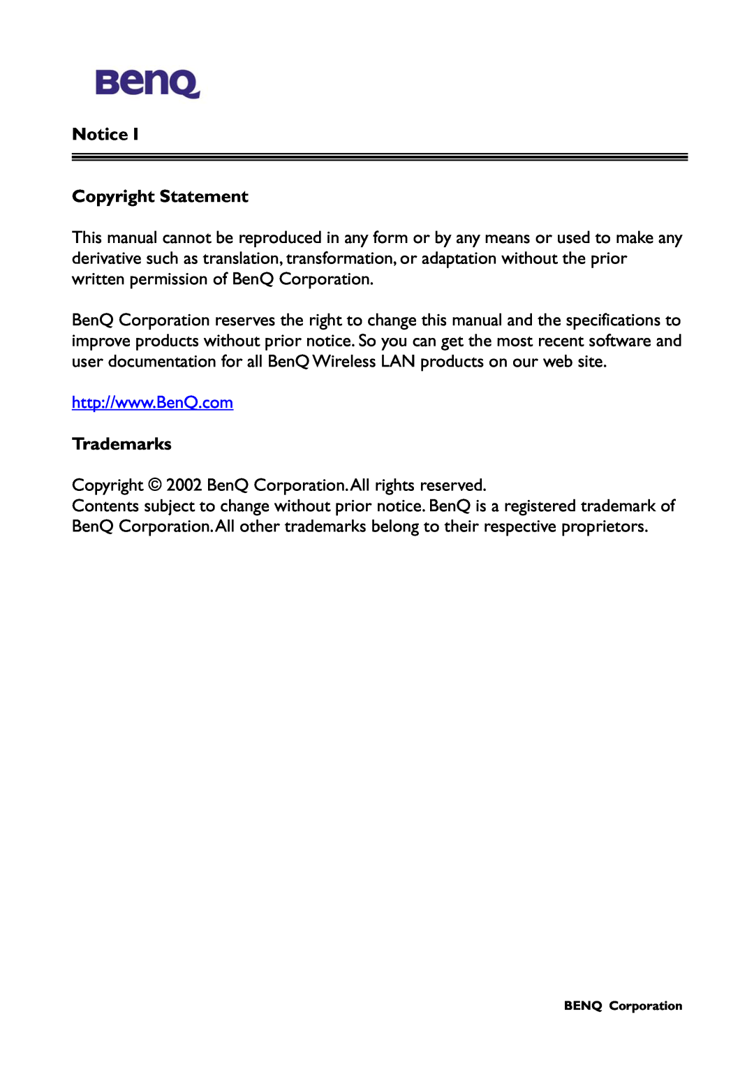 BenQ AWL-500 user manual Copyright Statement, Trademarks 