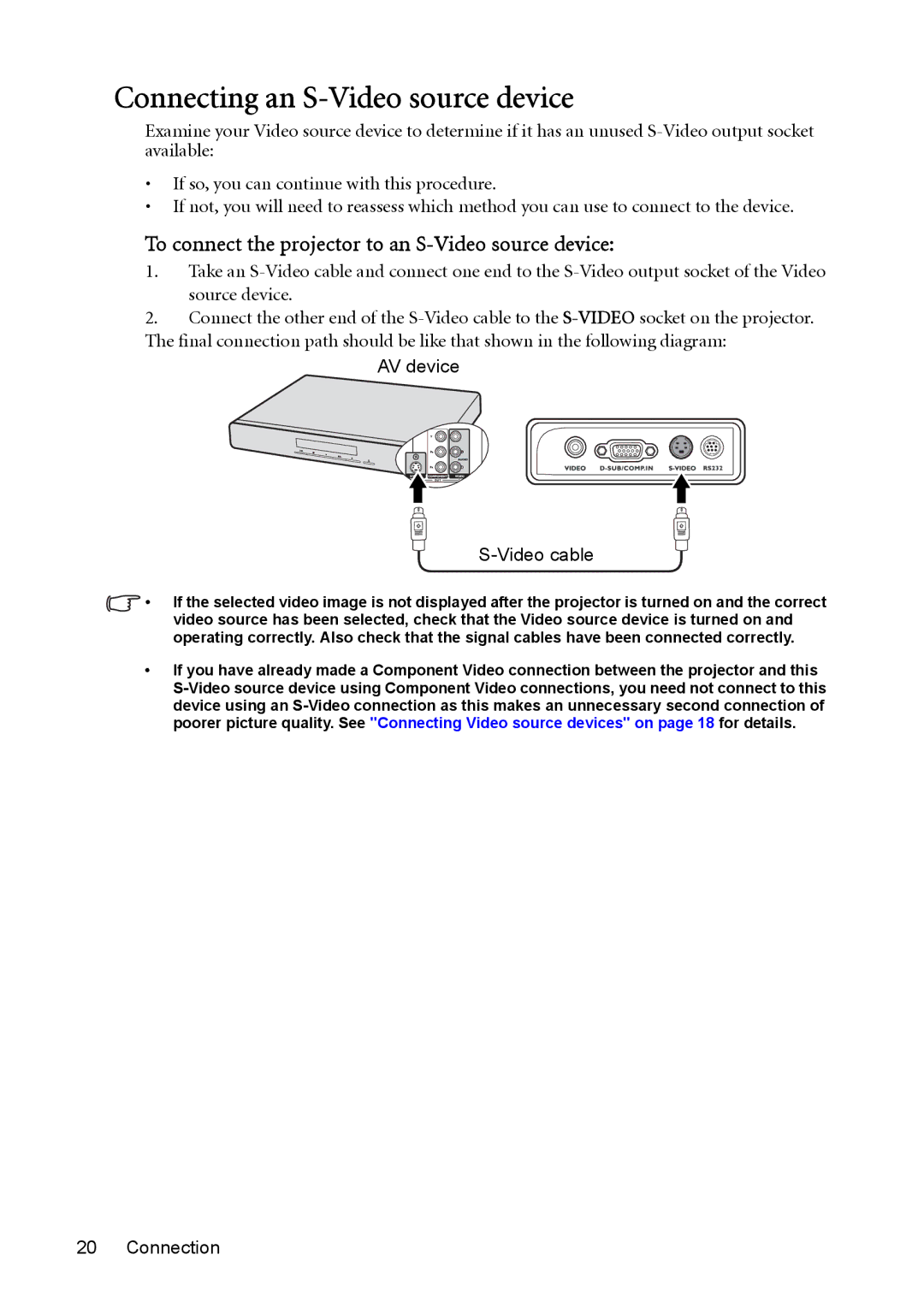 BenQ cp270 user manual Connecting an S-Video source device, To connect the projector to an S-Video source device 