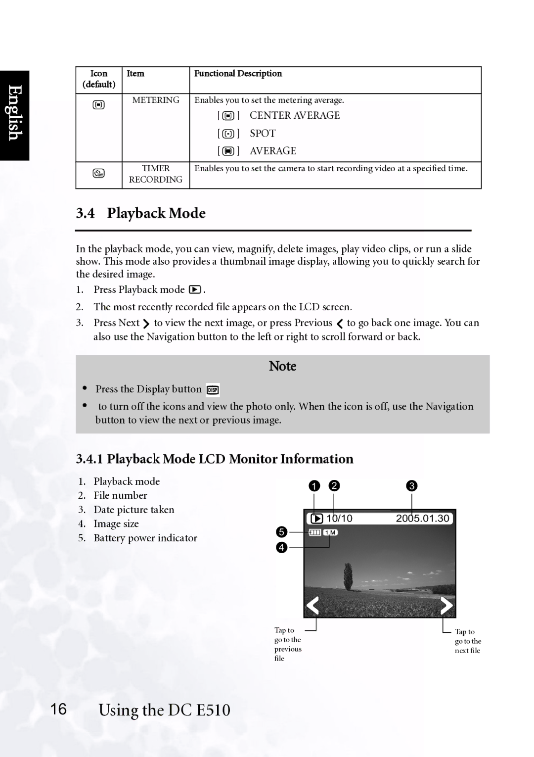 BenQ DC E510 user manual Playback Mode LCD Monitor Information 