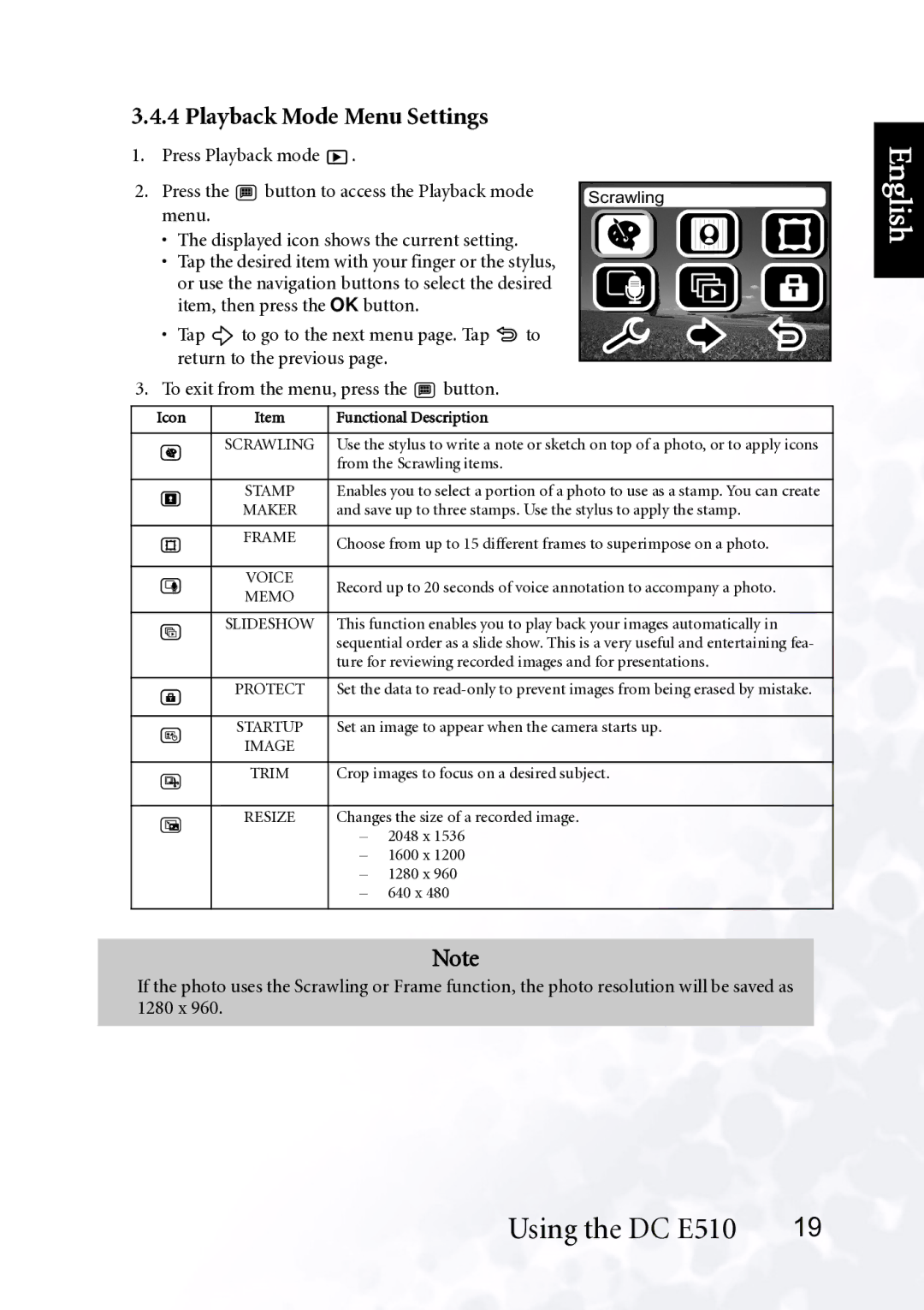 BenQ DC E510 user manual Playback Mode Menu Settings, Maker 