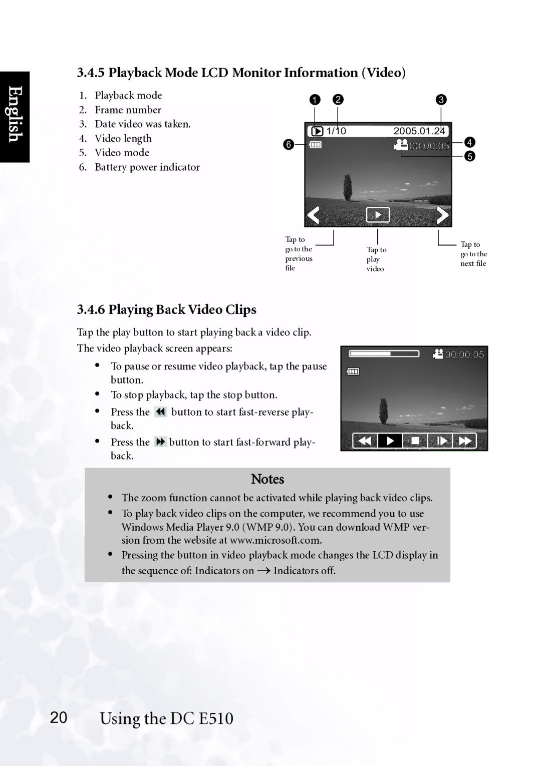 BenQ DC E510 user manual Playback Mode LCD Monitor Information Video, Playing Back Video Clips 