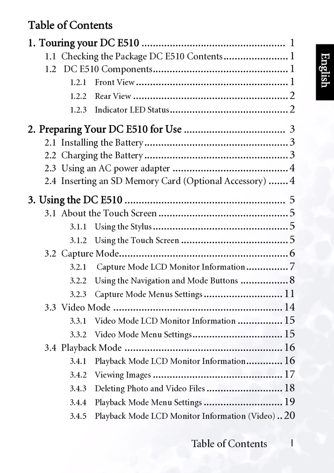 BenQ DC E510 user manual English 