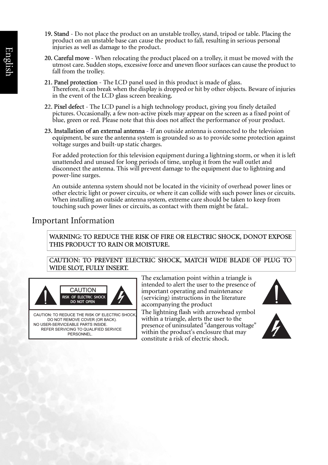 BenQ DV3750 user manual Important Information 