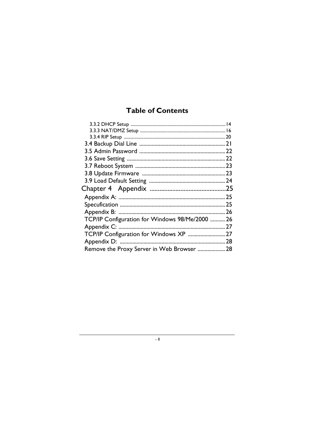 BenQ ESG-103 manual Table of Contents 