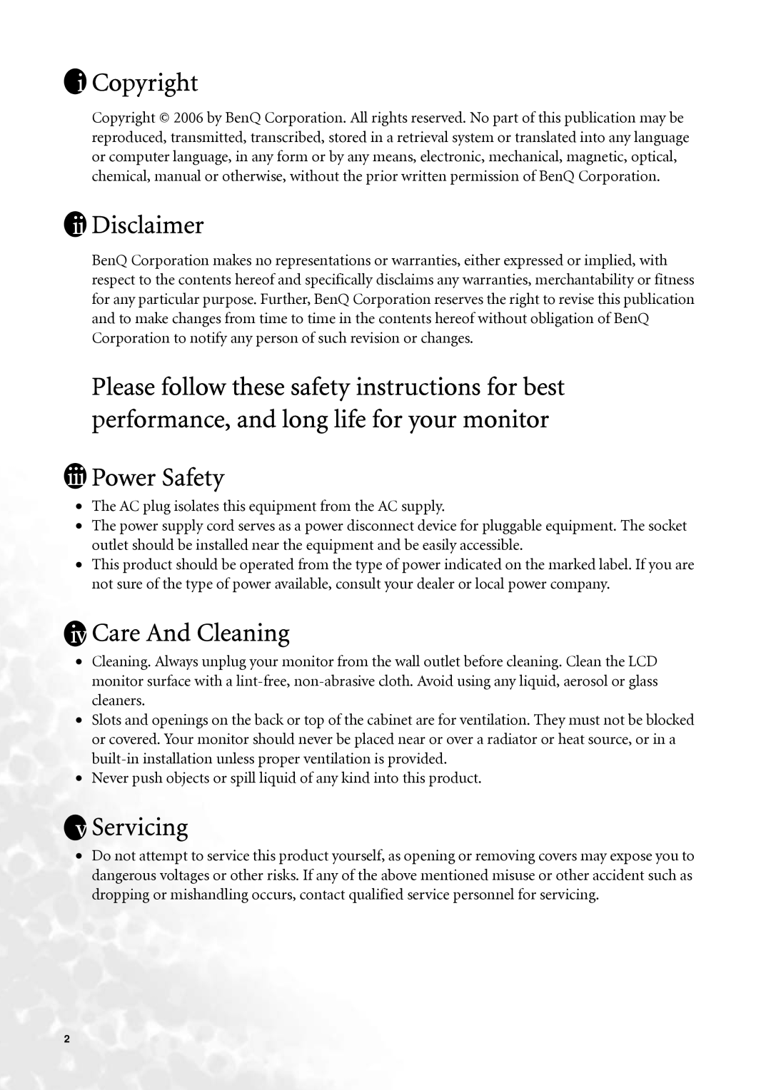 BenQ FP2092, FP2091 user manual Copyright 