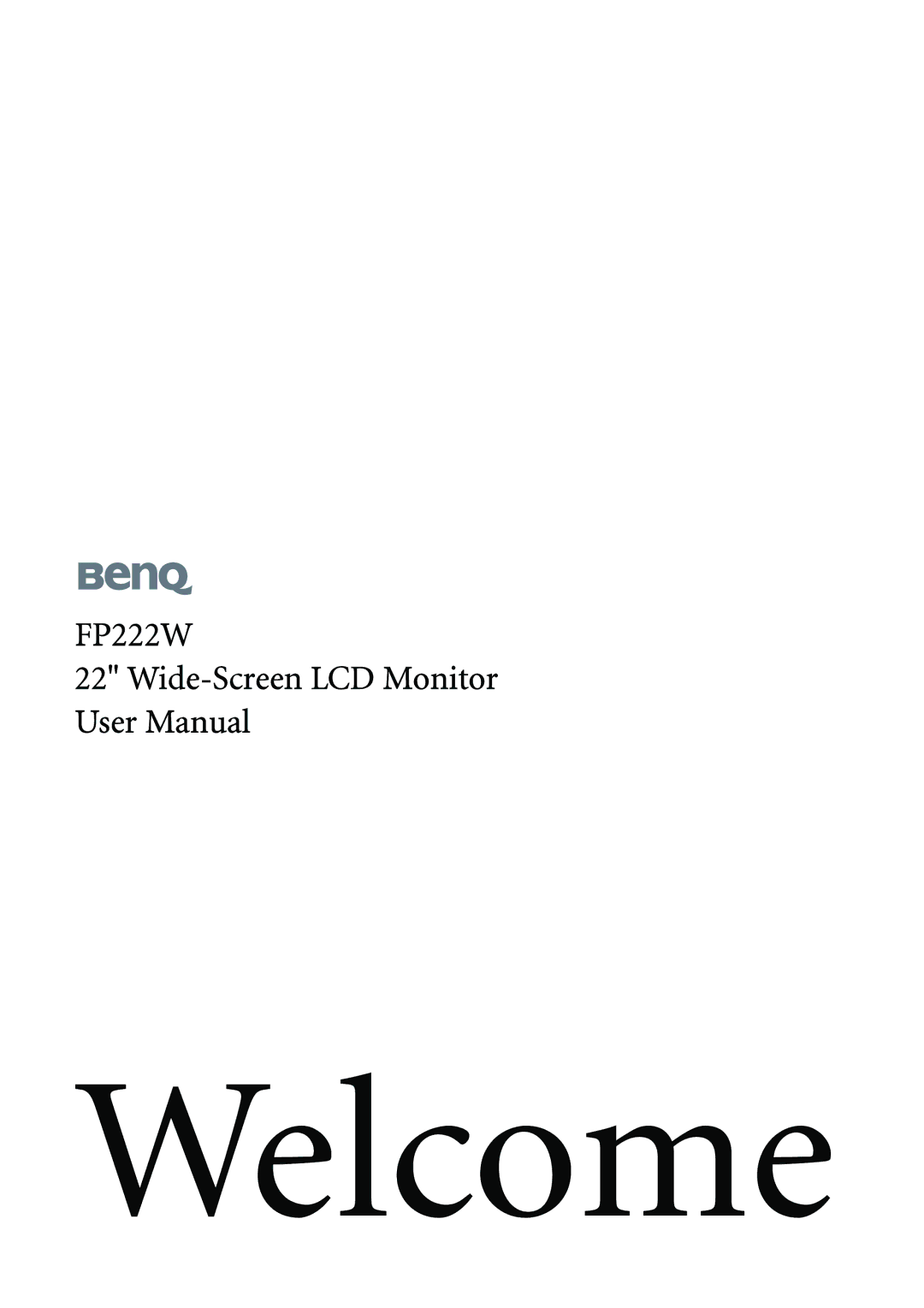 BenQ FP222W user manual Welcome 