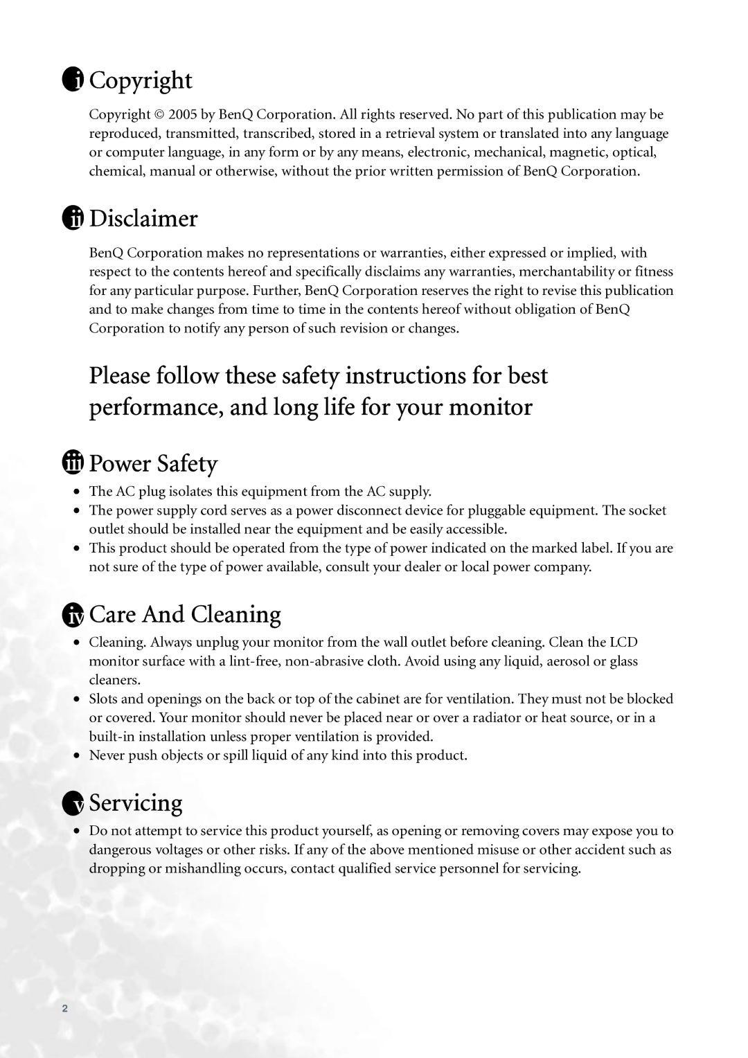 BenQ FP231W user manual Copyright 